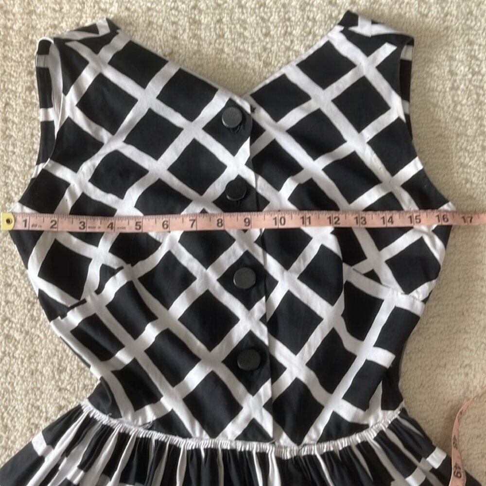 Vintage Doris Dodson Black / White Fit & Flare Dress 1950s Fits XXS-XS - Picture 13 of 16